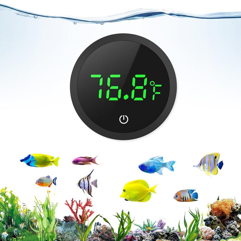 Ankilo Upgraded Aquarium Thermometer, 5S Refresh Speed, Digital Fish Tank Thermometer LED Display ±1°F, Stick-on Thermometer for Aquariums, Glass Containers - Image 1